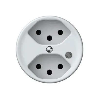 Presa origin 2×tipo 13 lum.verde 10A 230V 60×60mm bianco 