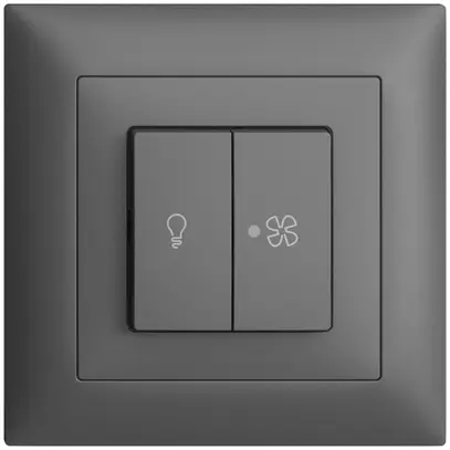 Interruttore INC per luce e ventilaz. EDIZIOdue grigio scuro, LED giallo 