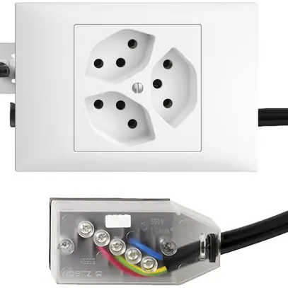 Presa INS EDIZIOdue 3×T13 L1 bianco, 45…69mm per cavo Technofil 