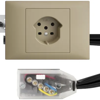 EB-Steckdose EDIZIOdue T15 sand 45…69mm für Flachkabel Technofil 