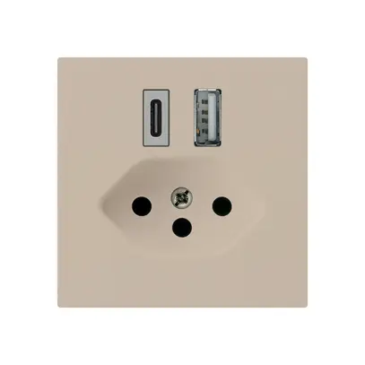Prise de charge USB kallysto 18W PD 1×type A 1×type C T13 beige 