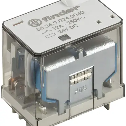 Relais de puissance Finder 56 4C 12A/12VDC AgNi bouton test/indicateur 