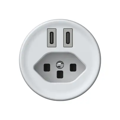 Presa di carica USB origin 2×USB-C 3000mA 5V con tipo 23 bianco 
