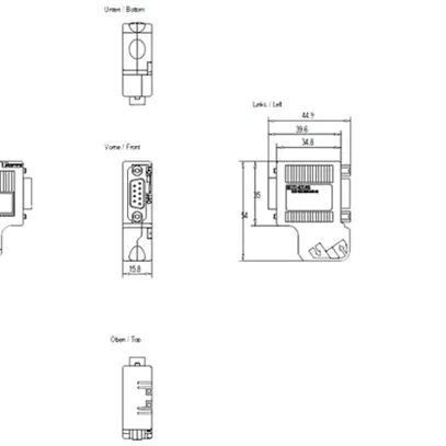 Fiche de raccordement bus API Siemens SIMATIC DP PROFIBUS+PG séparable 35° 