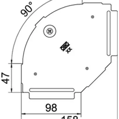 Couvercle BET RBD 90° 100×157mm acier zingué en continu zinc-aluminium 