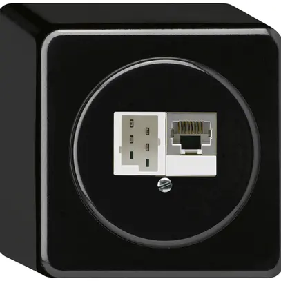 Scatola di raccordo AP basico 1×RJ45s+1×TT83 nero 