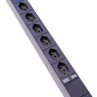 Presa multipla 19" 1UA 6×T13 Td3×1mm² 3m spina T12 USB nero 