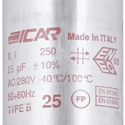 Condensateur ICAR IL 1/250 40X103MM 25µF 250V p.luminaire (parallèle) Ø40×103mm 