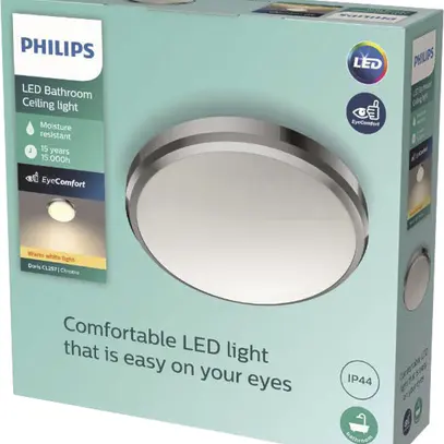 LED-Deckenleuchte Philips Doris 6W 600lm 2700K IP44 Ø220mm Chrom 