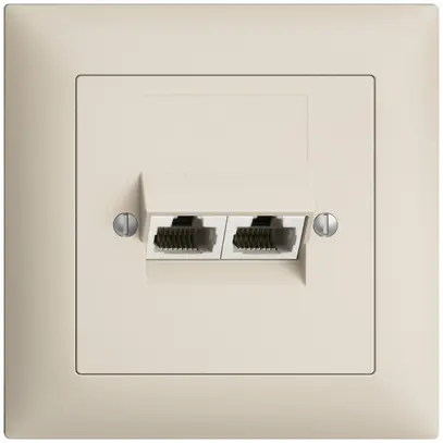 Prise ENC 2×RJ45/u 4P sép.EDIZIOdue crema ITplus 