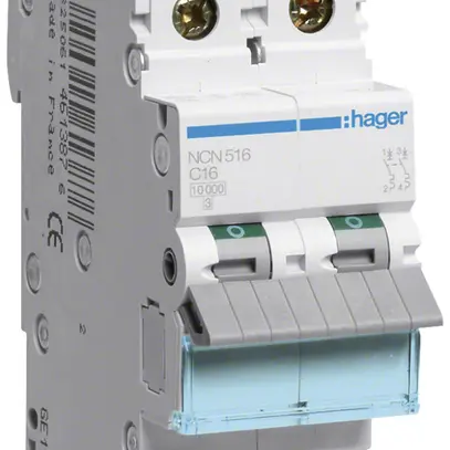 Disgiuntore Hager MCB 1P+N 415V tipo C 16A Icn 10kA Icu 15 kA 2UM 