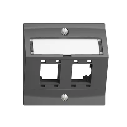 Kit montaggio EDIZIOdue, con cappa di uscita obliqua, per 2×RJ45, grigio scuro 