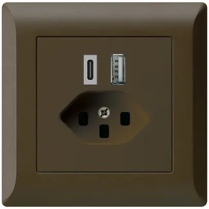 Presa di carica USB INC kallysto.line 18W PD 1×tipo A 1×tipo C T23 marrone 