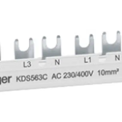 Phasenschiene Hager quickconnect 4P 3L Gabel 10mm² 63A 430×4mm weiss 