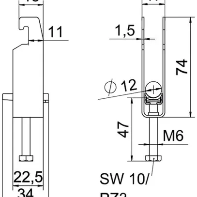 Schnellverleger BET 2056 U-Fuss Kunststoff 8…12mm 3×Kabel Stahl tfZn 