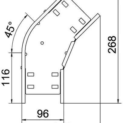Coude BET RB 45° 60×100mm acier zingué en continu 