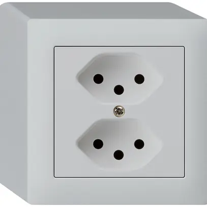 Presa AP kallysto 2×T13 grigio chiaro con protezione bambini 