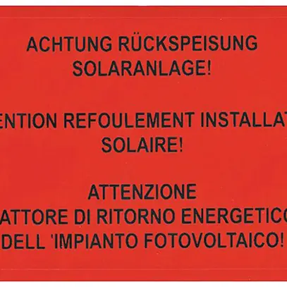 Étiquette UV pour installation s PV 50×90mm type 1 rouge 