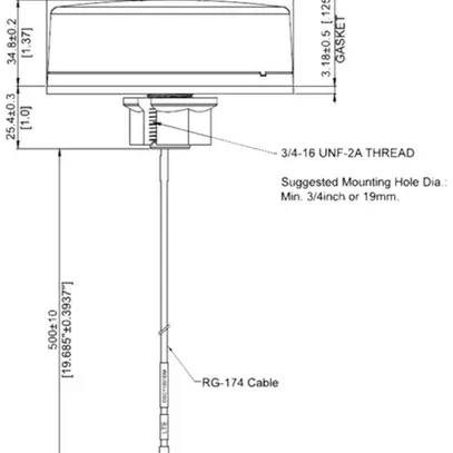 Antenna TTI CMS-ANT-PUCK/EXT-0.5M UHF 2dB 0.01m 698…2700MHz 
