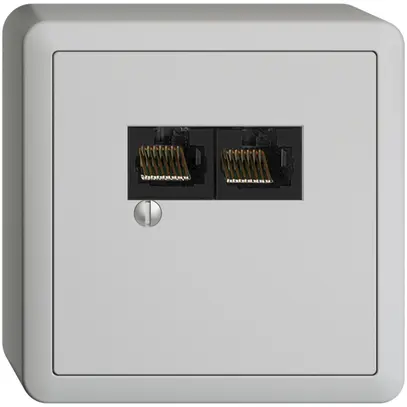 Scatola AP 2×RJ45/u 4P sep. EDIZIOdue R&M swissline grigio chiaro 