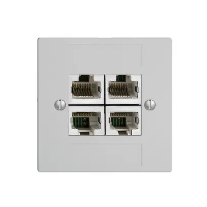 Einsatz zu UP-Anschlussdose 4×RJ45/s 4P getr. EDIZIOdue hellgrau ITplus 