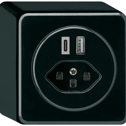 Presa di carica USB AP basico 18W PD 1×tipo A 1×tipo C tipo 23 nero 