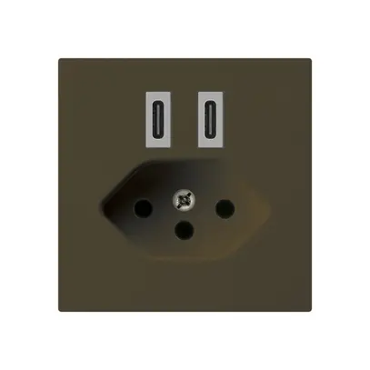 Presa di carica USB Hager kallysto C-C 20W+T13 5V 60×60mm marrone 