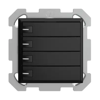 Poussoir univ. ENC 4×1t bornes à vis EDIZIOdue noir avec LED 