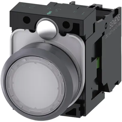 Pulsante luminoso Siemens SIRIUS ACT c.supporto+LED 1Ch bianco anello front.met. 