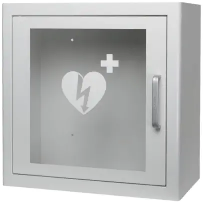 Scatola murale per defibrillatore SAVER ONE, IP20, con allarme, look metallico 