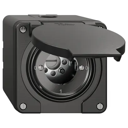 Interruttore rotativo NAP NEVO, 0/1L, senza cilindro, KS, 0-1-0-1, nero 