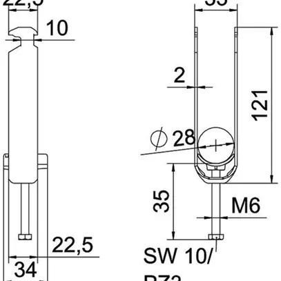 Fixation rapide BET 2056 pied à H matière synthétique 22…28mm 3×câble aluminium 