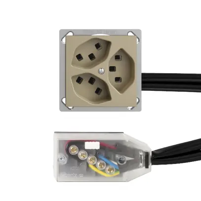 Prise INC 3×T23 16A sand L3 EDIZIOdue pour Technofil 