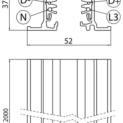 Rail conducteur INC Sylvania OneTrack 250…440V 3 ph DALI aluminium 2000mm blanc 