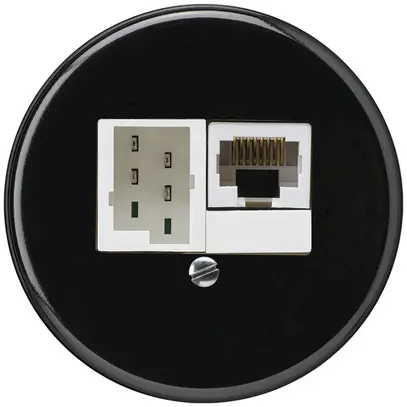 Inserto per scatola INC basico 1×RJ45u+1×TT83 nero 