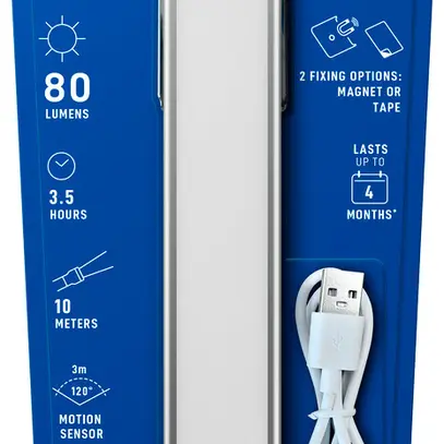 Lampada di orientamento LED VARTA Motion Sensor Slim 80lm accu 