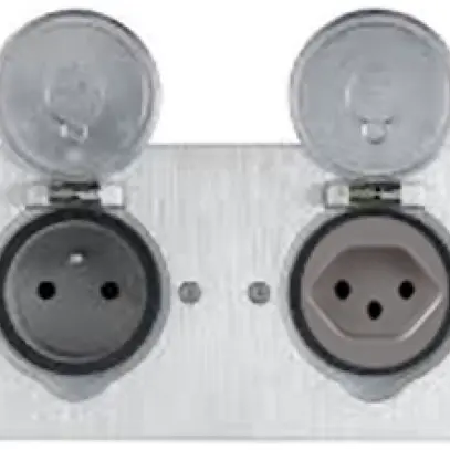 Prise de sol Platinum carré 2×T13, acier fin brossé 