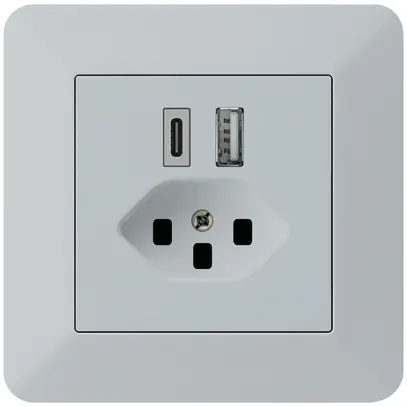 Prise de charge USB ENC kallysto.trend 18W PD 1×type A 1×type C T23 gris clair 