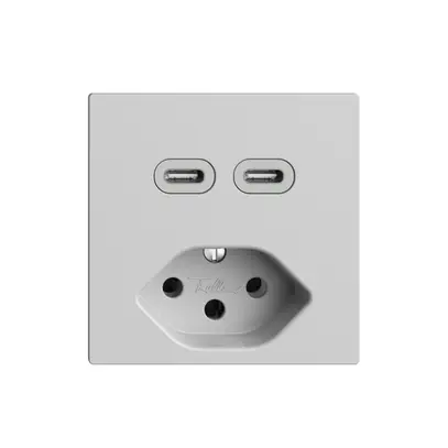 Presa USB 2×tipo C + tipo 13 Feller EDIZIOdue F 230V 3000mA grigio chiaro 