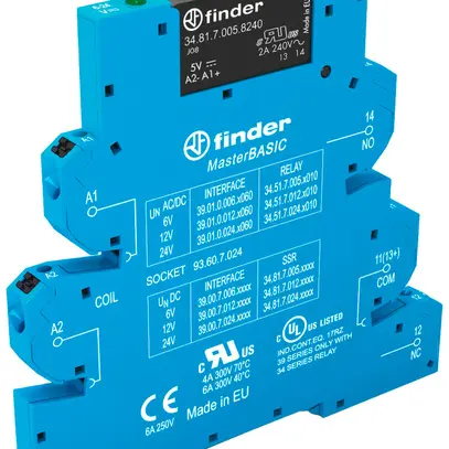 Relais de couplage AMD Finder MasterBASIC, 24VDC, 1S 6A, bornes Push-In 