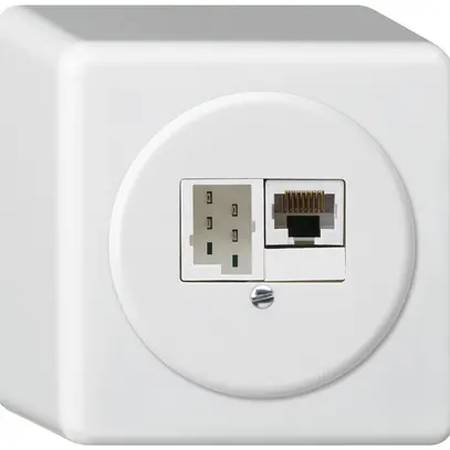 Scatola di raccordo AP basico 1×RJ45u+1×TT83 bianco 