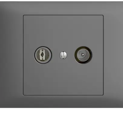 Prise TV-R ENC EDIZIOdue 11dB gris foncé à large bande 5…2000MHz, BKE 