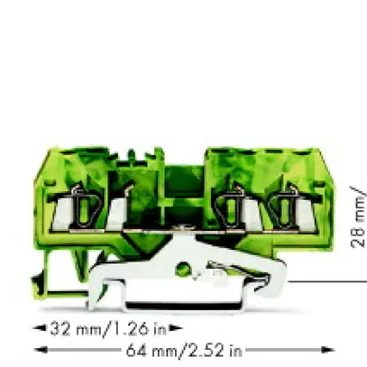 Schutzleiterklemme WAGO 2.5mm² grün/gelb 