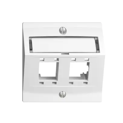 Kit montaggio EDIZIOdue, con cappa di uscita obliqua, per 2×RJ45, bianco 