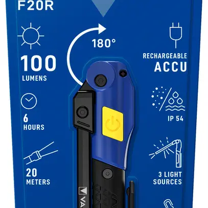 Lampada torcia LED VARTA Work Flex Multifunction F20R 100lm accu IP54 