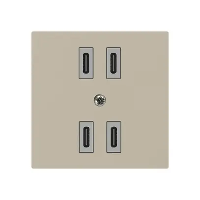 Prise de charge USB Hager kallysto 2×C-C 2×20W ou 4×10W 5V 60×60mm beige 