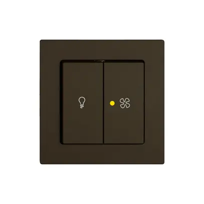 Interrupteur à poussoir lumineux EDIZIO.liv SNAPFIX® lum&vent.3/3/1L KS jn br 