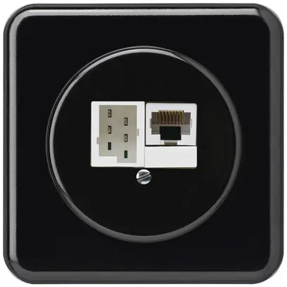Scatola di raccordo INC basico 1×RJ45u+1×TT83 nero 