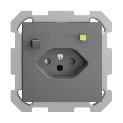 Prise ENC EDIZIOdue T13 FI 30mA FM, shutter, gris foncé 