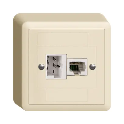 Prise AP xDSL RJ45/TT83 crema ITplus EDIZIOdue, avec filtre 